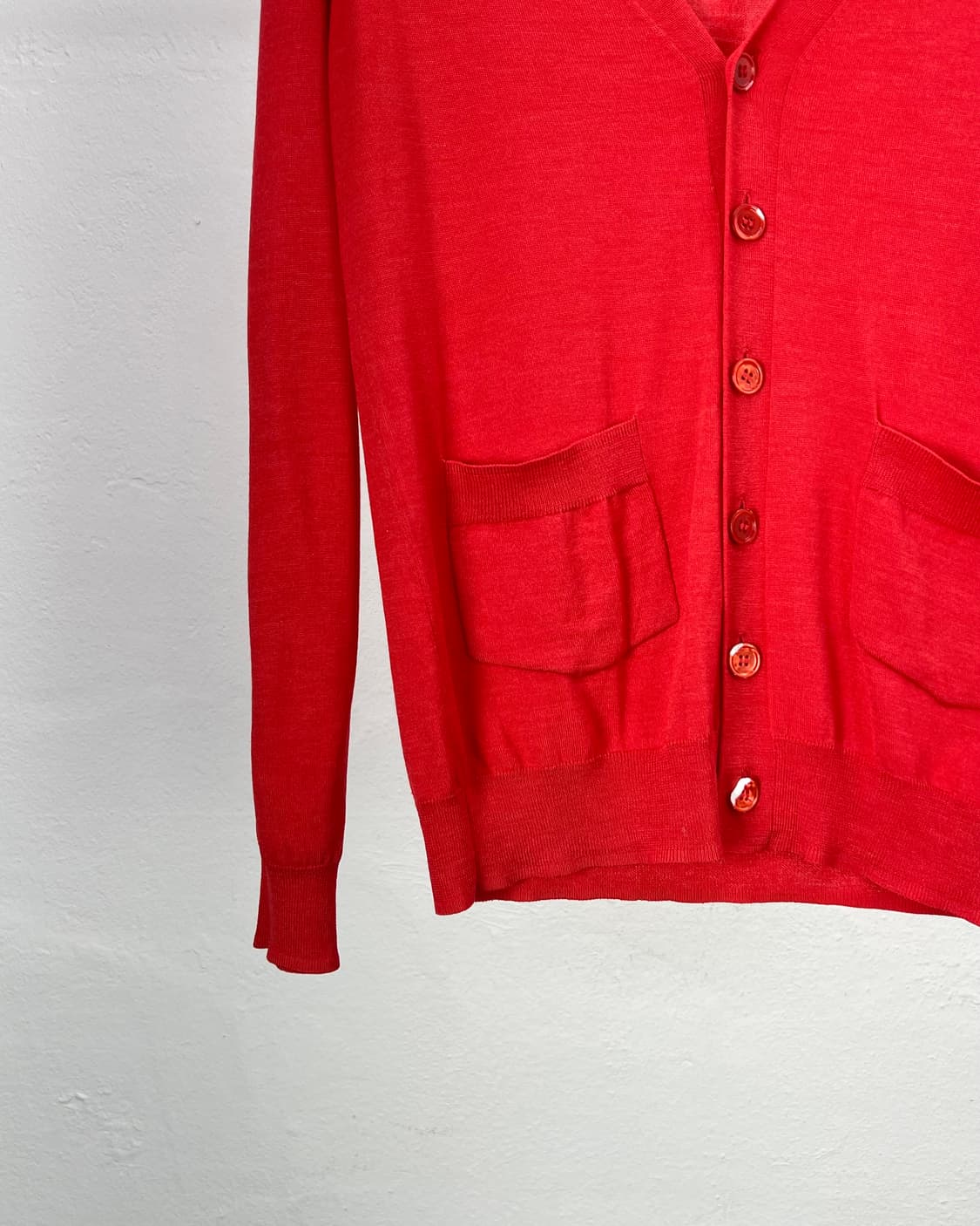 아페쎄 레드 울 실크 혼방 브이넥 니트 가디건 상품이미지4