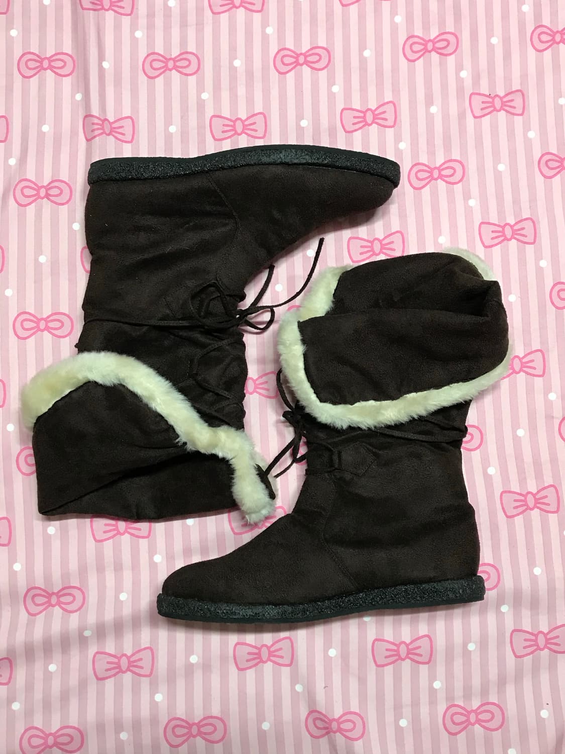 초코브라운 폼폼 부츠 모리신발 라떼갸루신발 갸루 상품이미지1