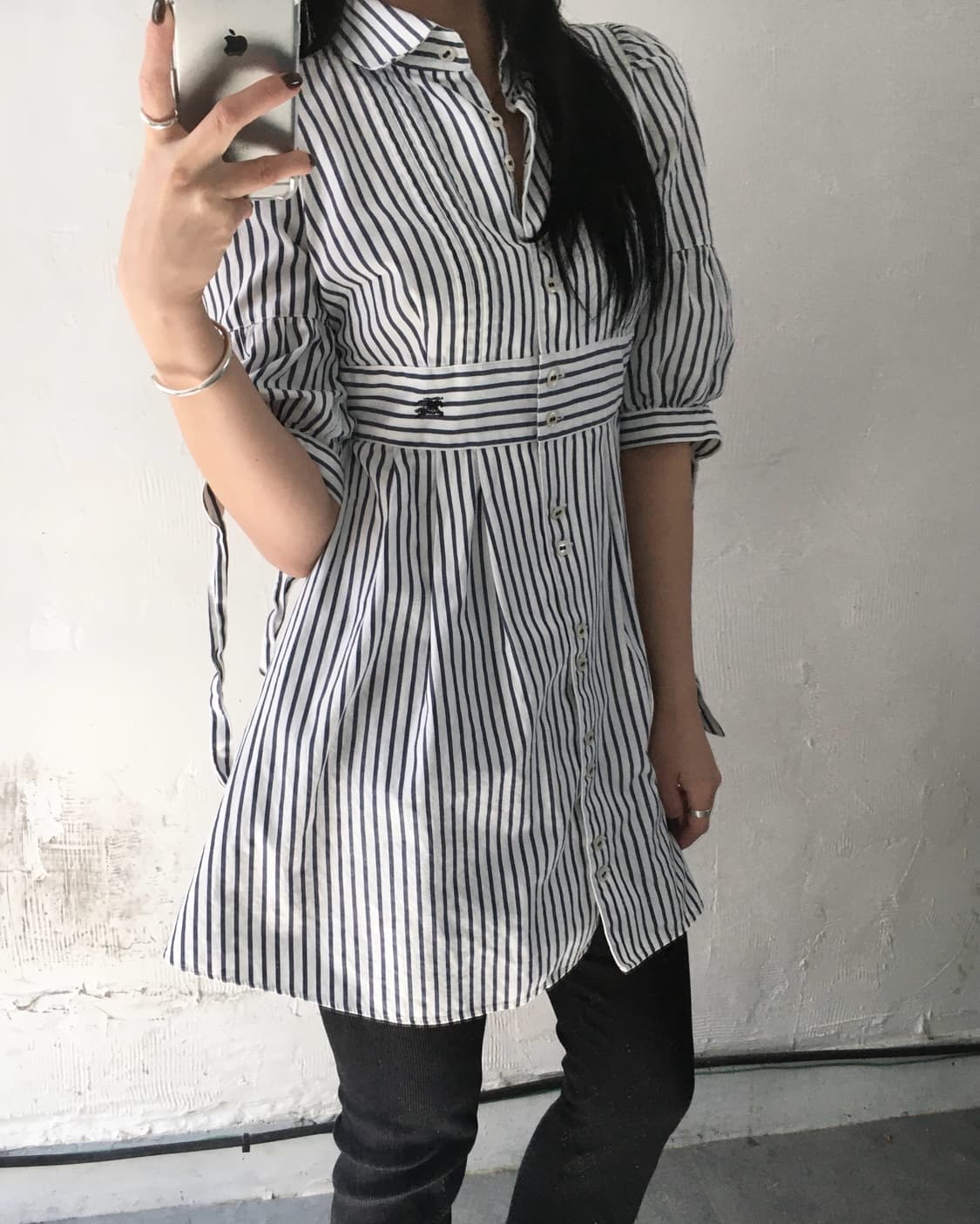 Burberry 버버리 블루라벨 네이비 스트라이프 미니 셔츠 원피스 상품이미지2