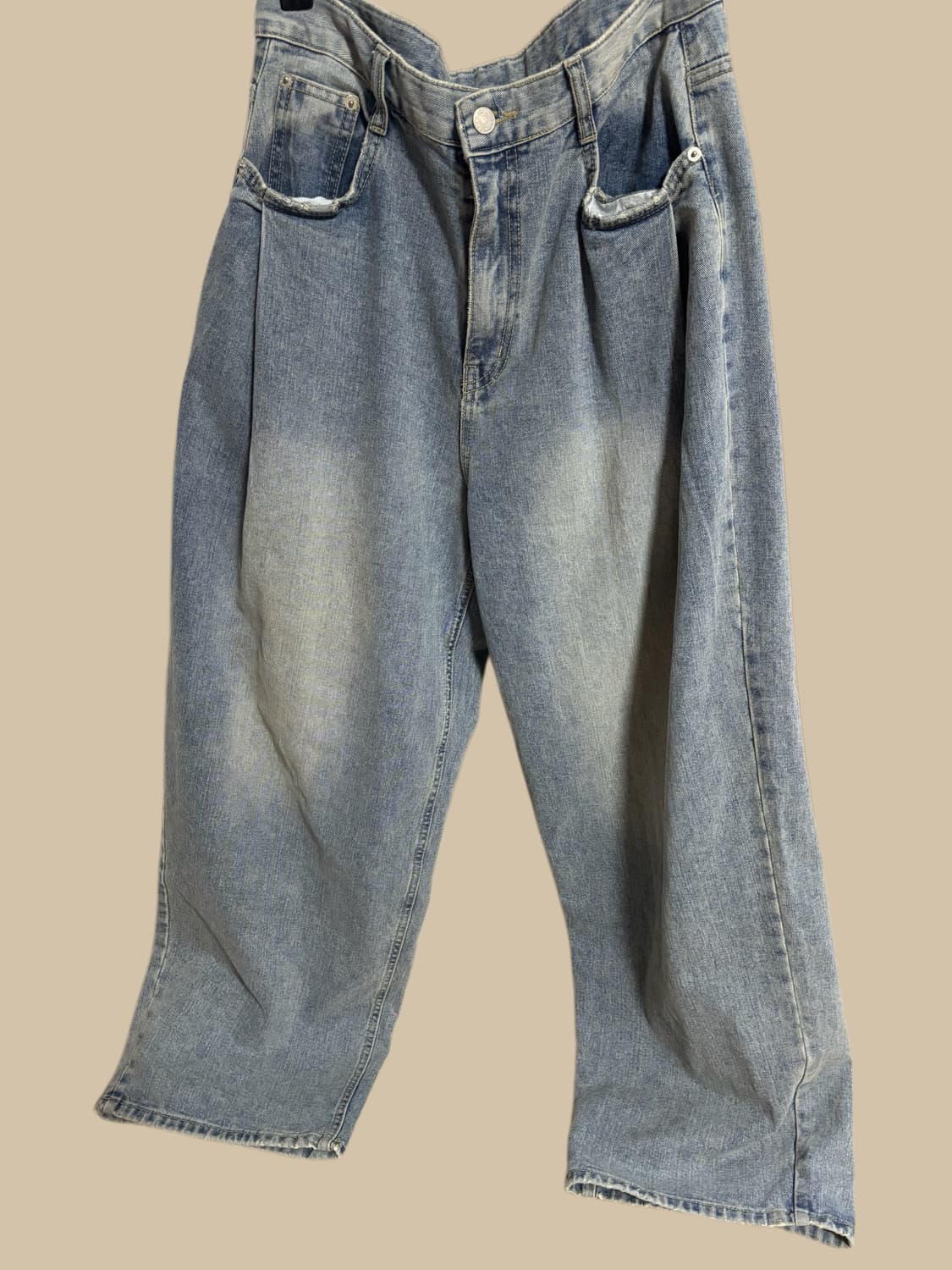 빈티지 워싱 데님 벌룬 와이드 팬츠 상품이미지2