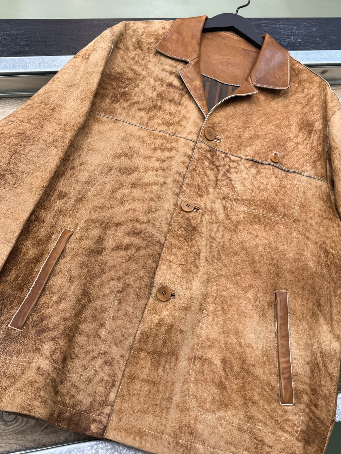 Zhe Jiang Crocodile 램 레더 오버 블레이저 상품이미지4