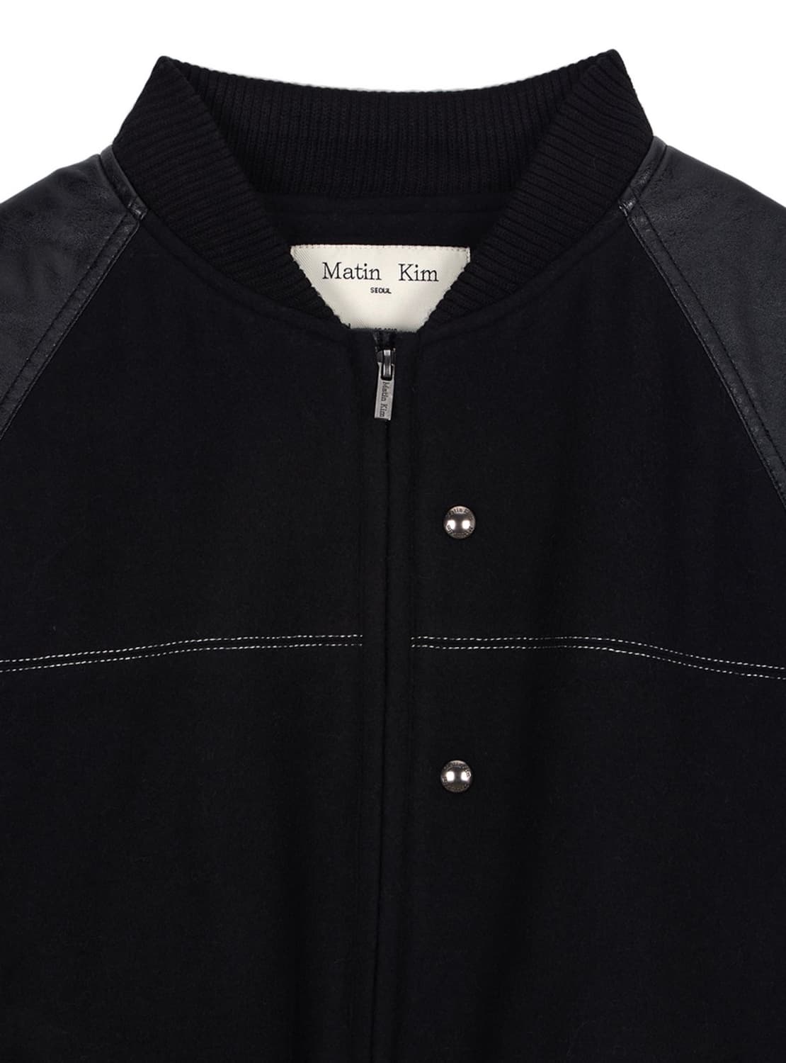 마뗑킴 레더배색 울 점퍼 상품이미지3