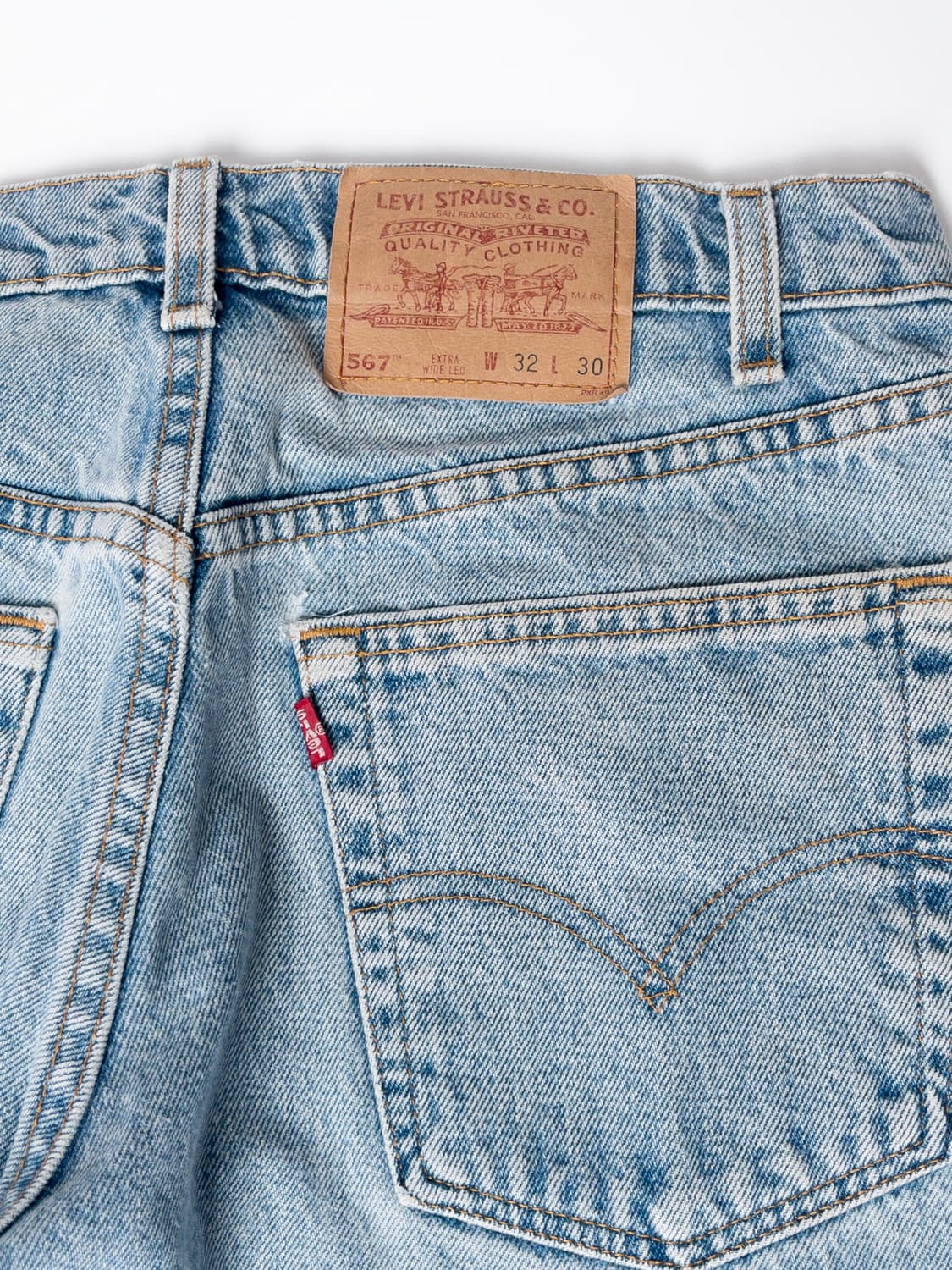 90’s 미제 리바이스 567 루즈 핏 엑스트라 와이드 레그 32x30 상품이미지6