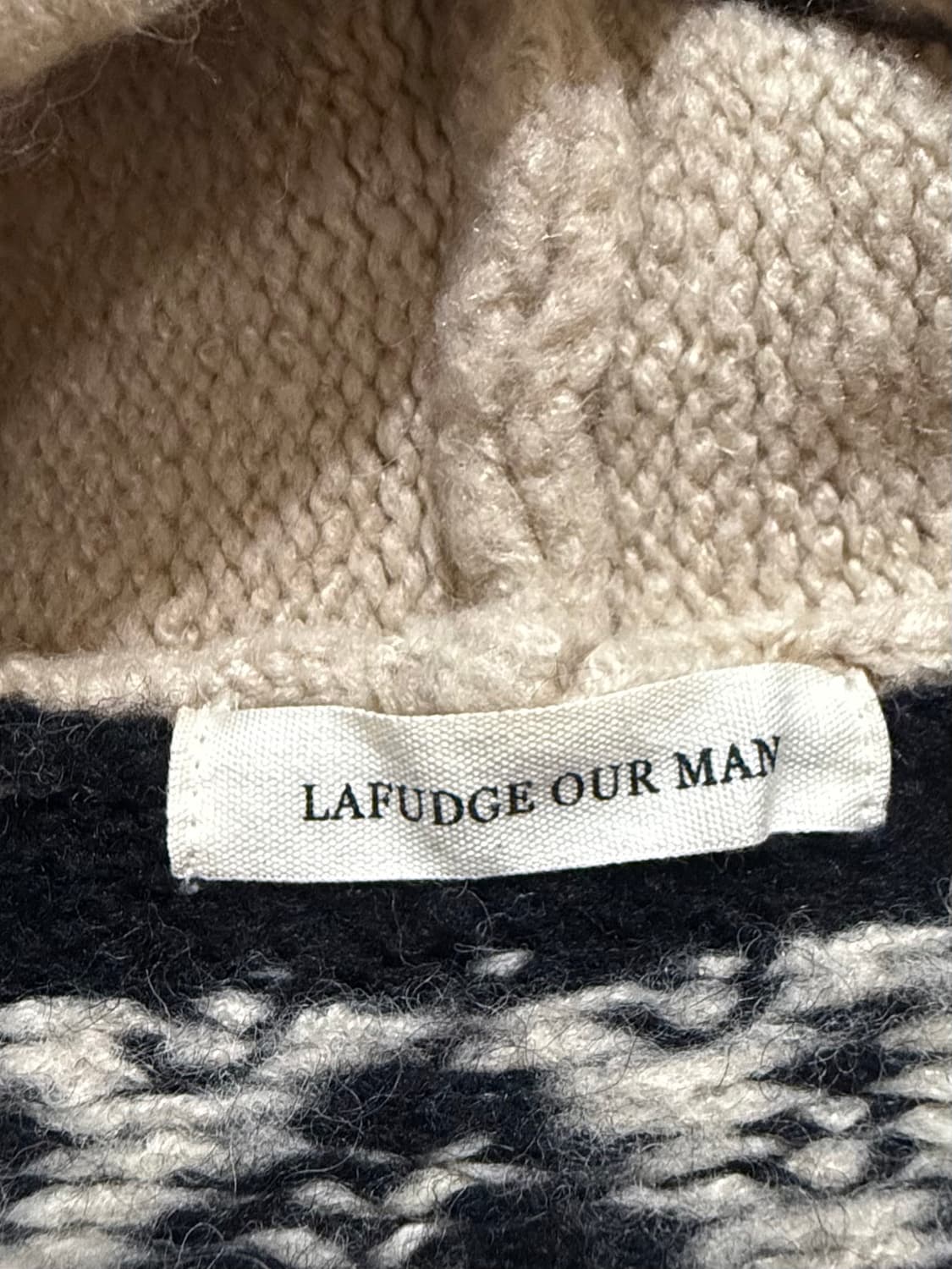 라퍼지스토어 / 울 자카드 후드 더블 니트 베이지 / M 상품이미지3