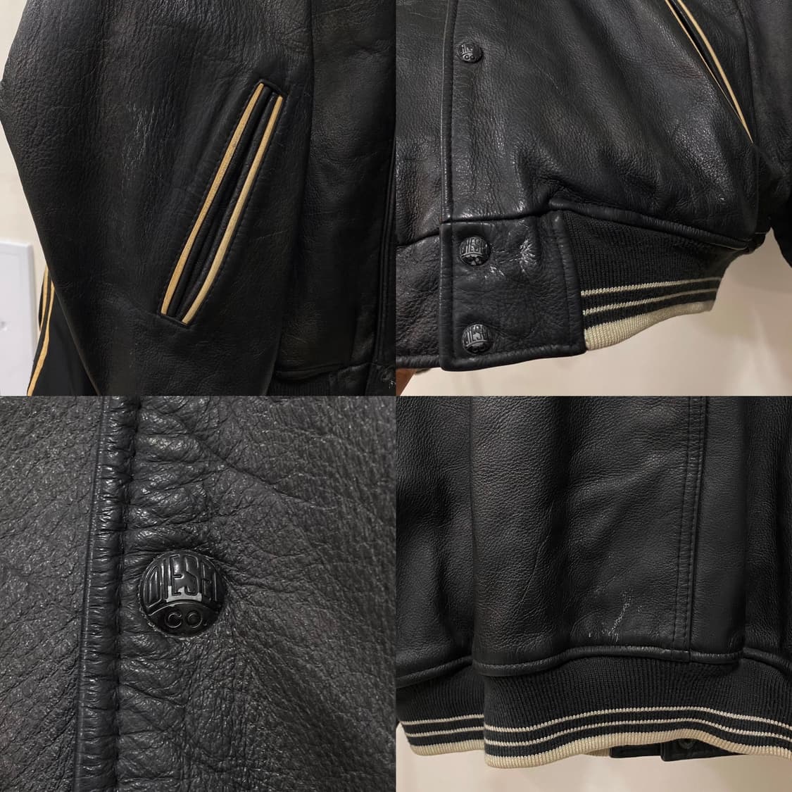 디젤 90s 카우레더 소가죽 암웜업 레이싱 봄버 바시티 자켓 상품이미지8