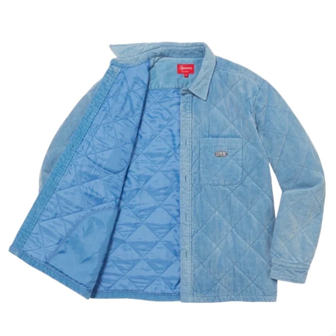 22FW 슈프림 퀼티드 코듀로이 셔츠 슬레이트 블루 상품이미지3