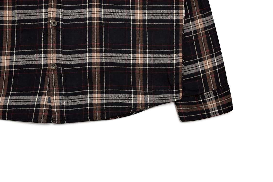 JPN 일본 빈티지 y2k 아메카지 브라운 블랙 플란넬 체크 셔츠 L 상품이미지6