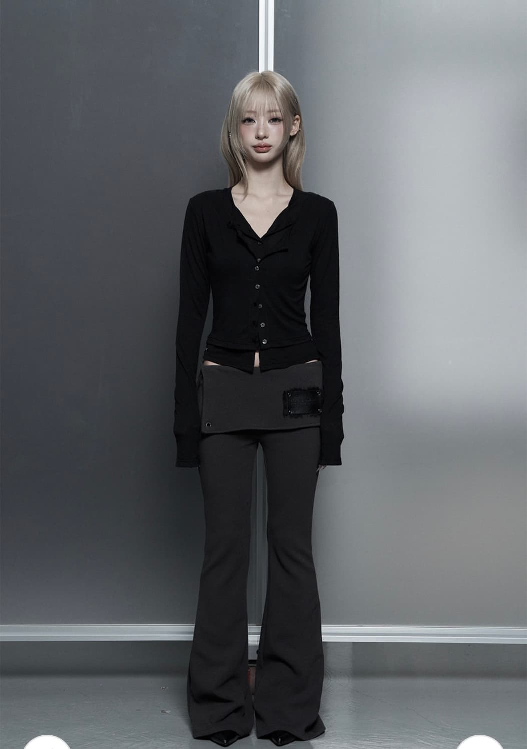 에트오소메 Lace-Up Side Slit Bootcut Pants 상품이미지1