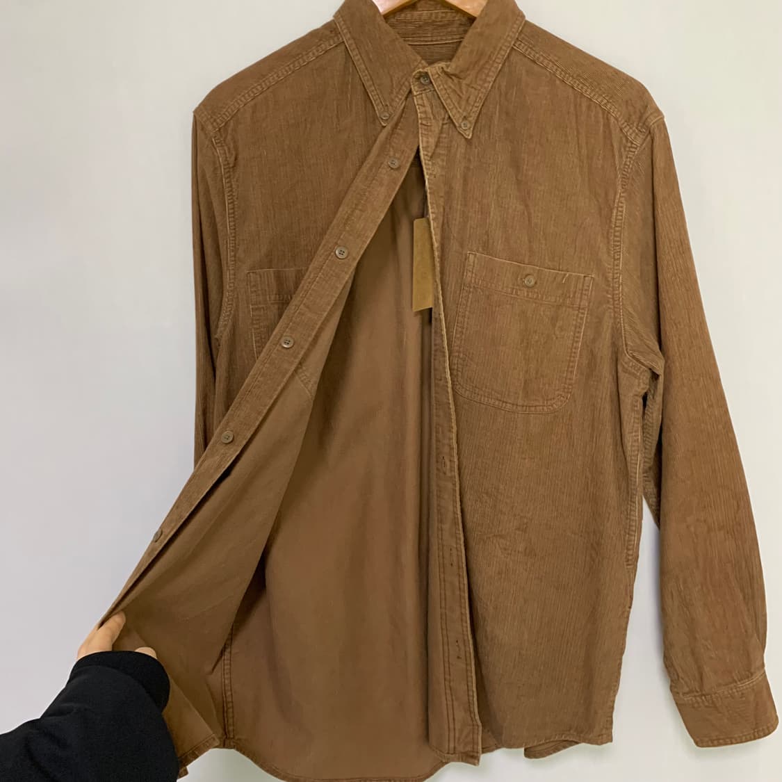 에디바우어 코듀로이 베이직 긴팔 셔츠 브라운 남성 M 골덴 남방 상품이미지3
