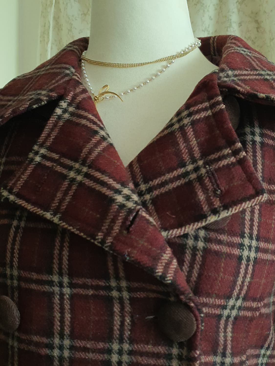 [모리걸] 모리걸코트 리즈리사st 체크 더블 버튼 모직 코트 상품이미지3