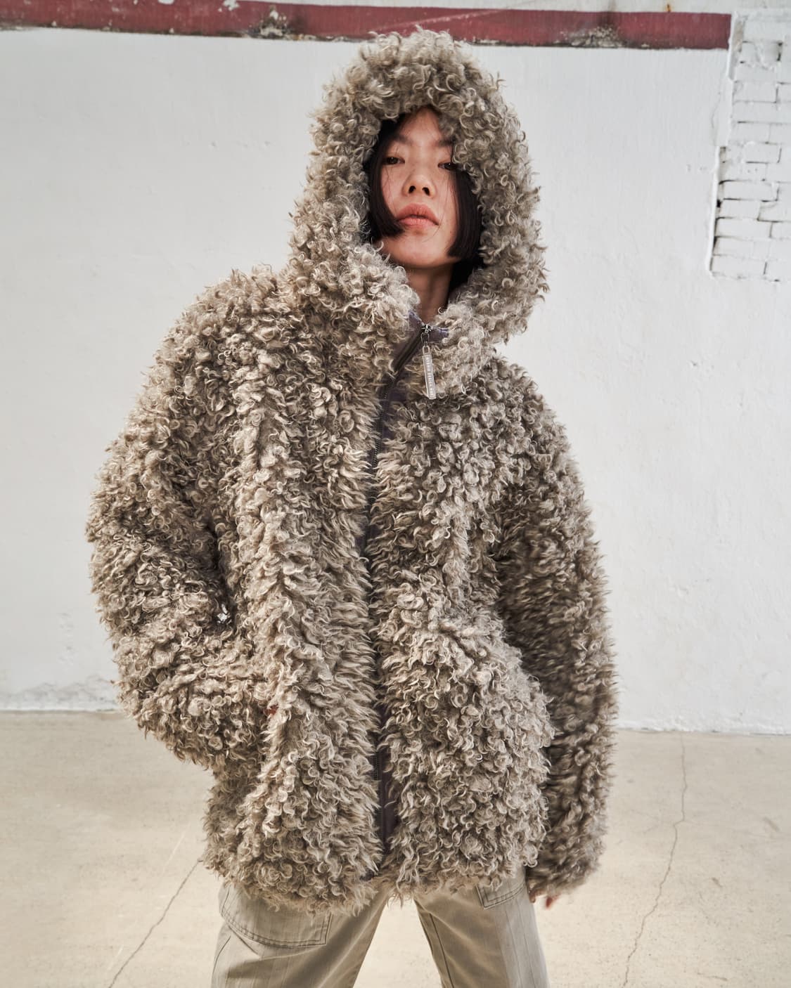 wellbeing express 시어링 자켓 퍼자켓 m 그레이 상품이미지2