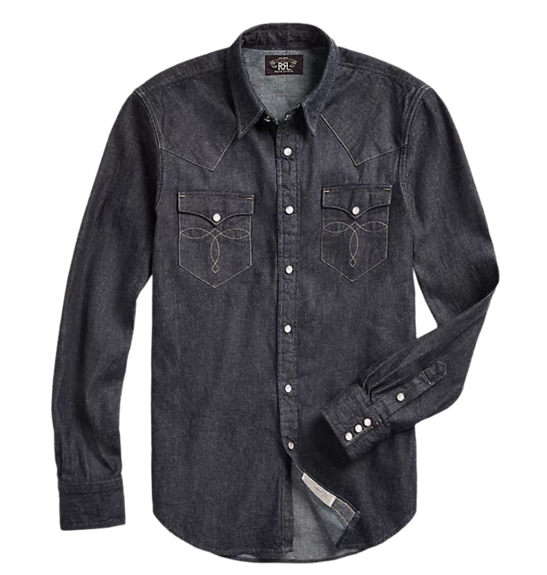 RRL 웨스턴 데님 린스드 블랙 데님 셔츠 M 상품이미지1