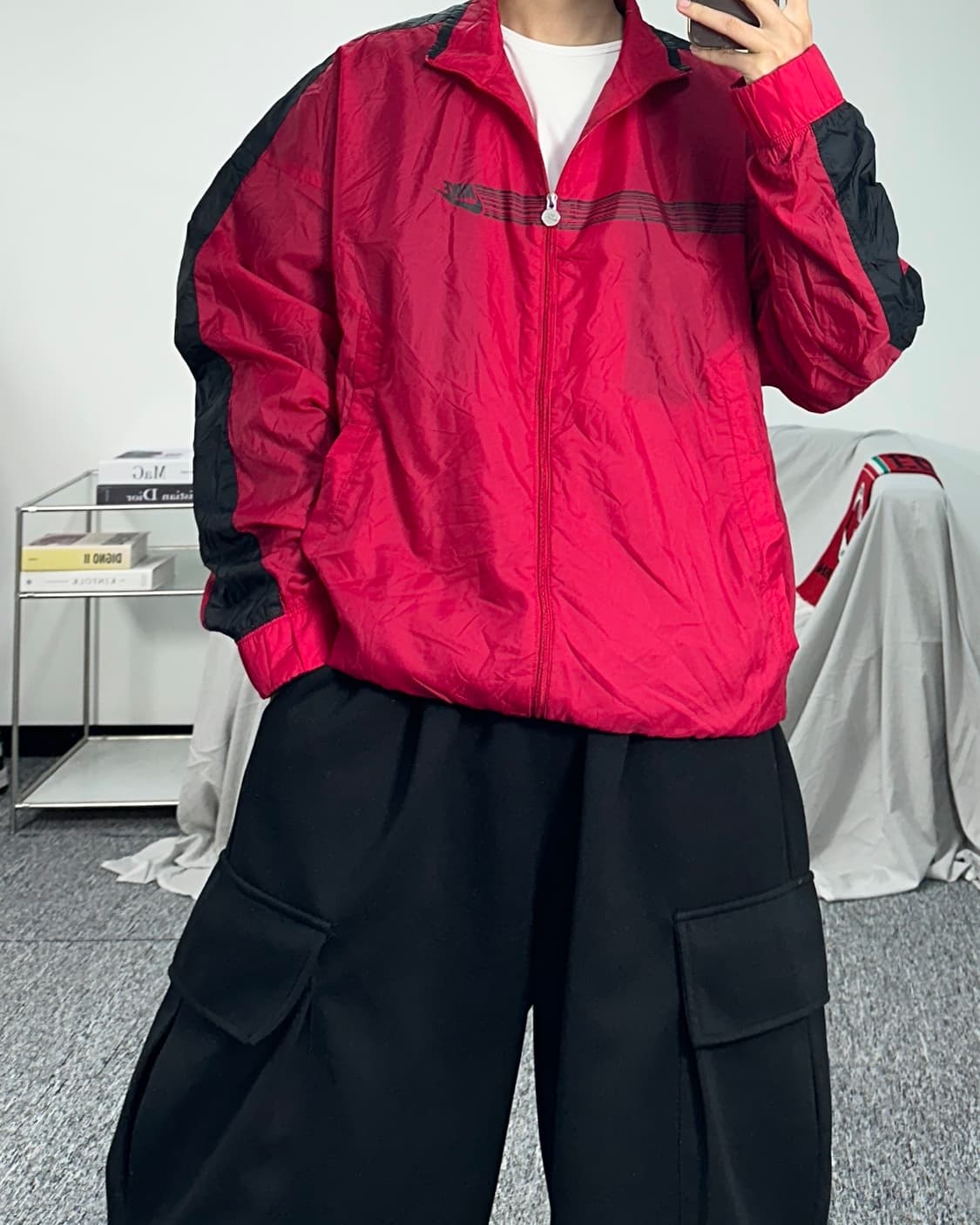 나이키 90s 레드 버건디 바람막이 L 상품이미지3