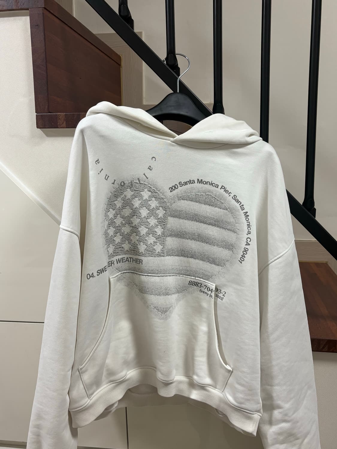 베니조프로덕트 하트 프린트 화이트 성조기 후드티 0사이즈 상품이미지1