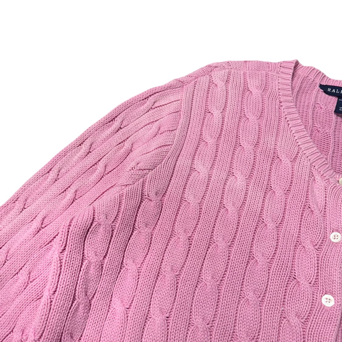 (L) 폴로 랄프로렌 케이블 니트 가디건 핑크 상품이미지4