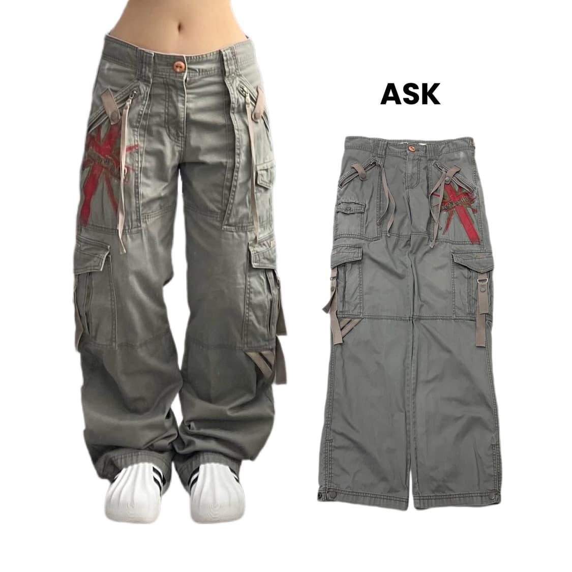 멀티포켓 Y2K 탄창 ASK 빈티지 와이드 카고팬츠 상품이미지1