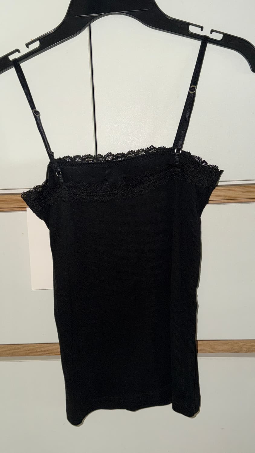 보헴서 블랙 레이스 슬리브리스 끈나시 이너웨어텐셀골지니트슬림검정색홀터넥퀘 상품이미지4