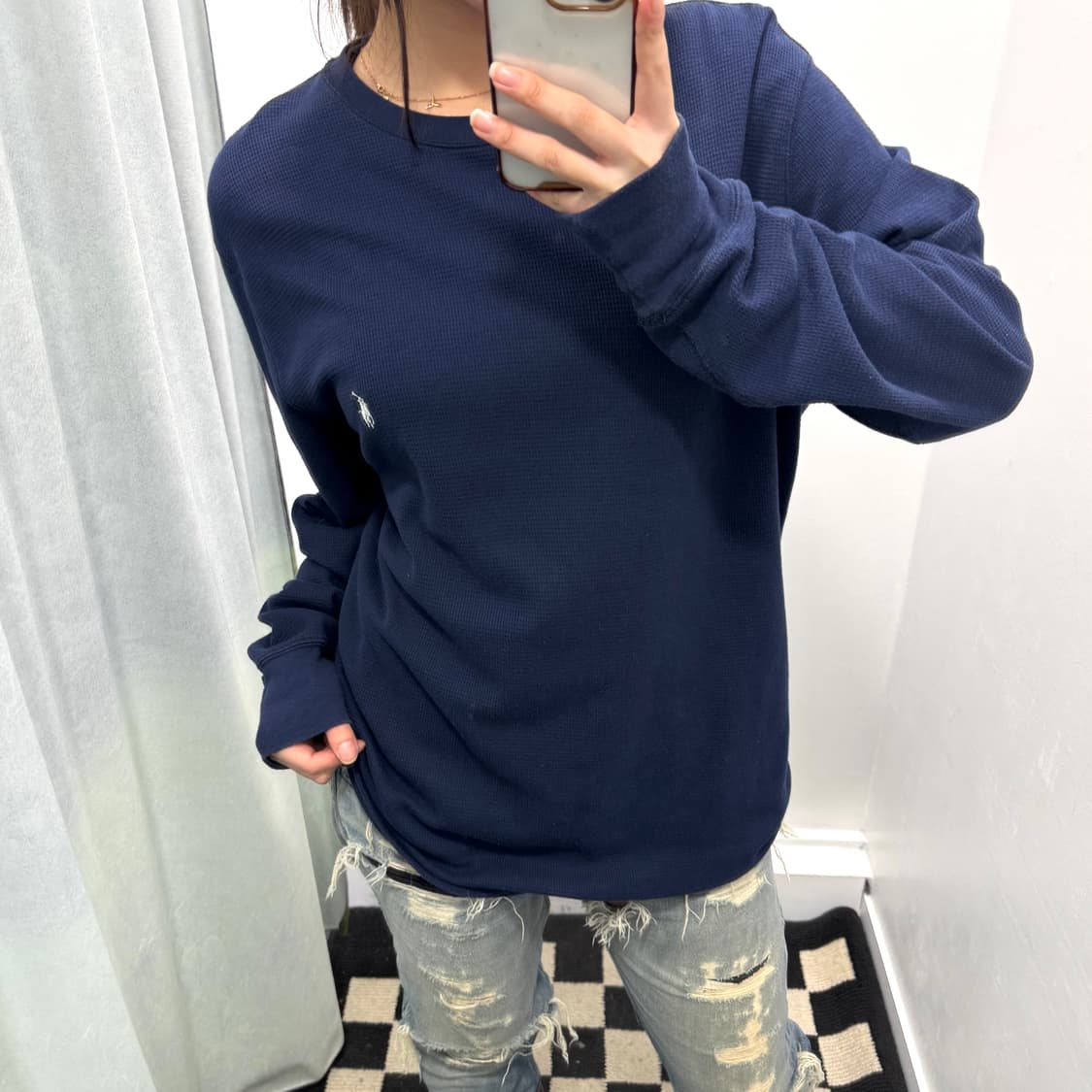 폴로 네이비 와플 니트 상품이미지1