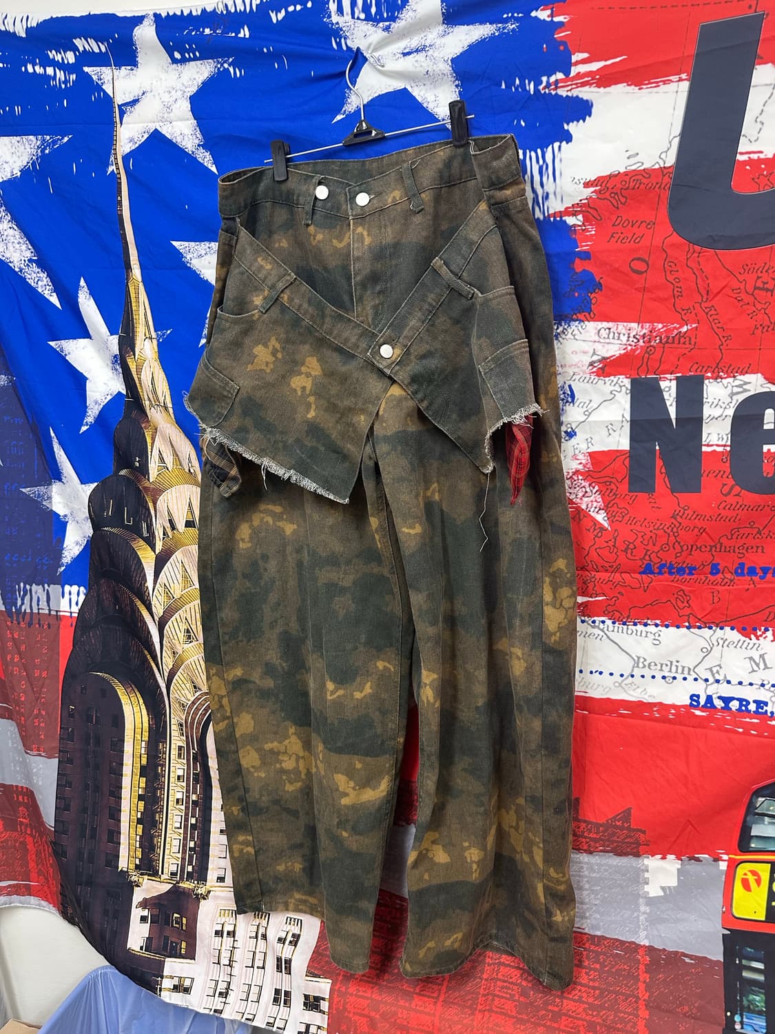 s급빈티지 카모밀리터리 스트릿 와이드 팬츠 36 상품이미지2