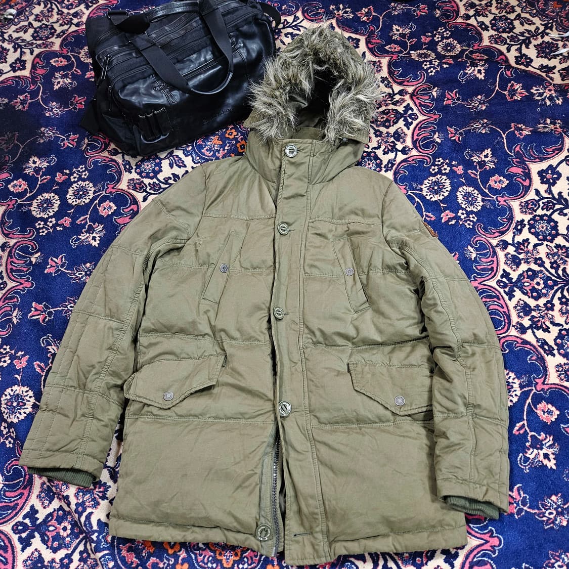 켈빈클라인 빈티지 밀리터리 덕다운 버튼 야상 점퍼 M size 상품이미지1