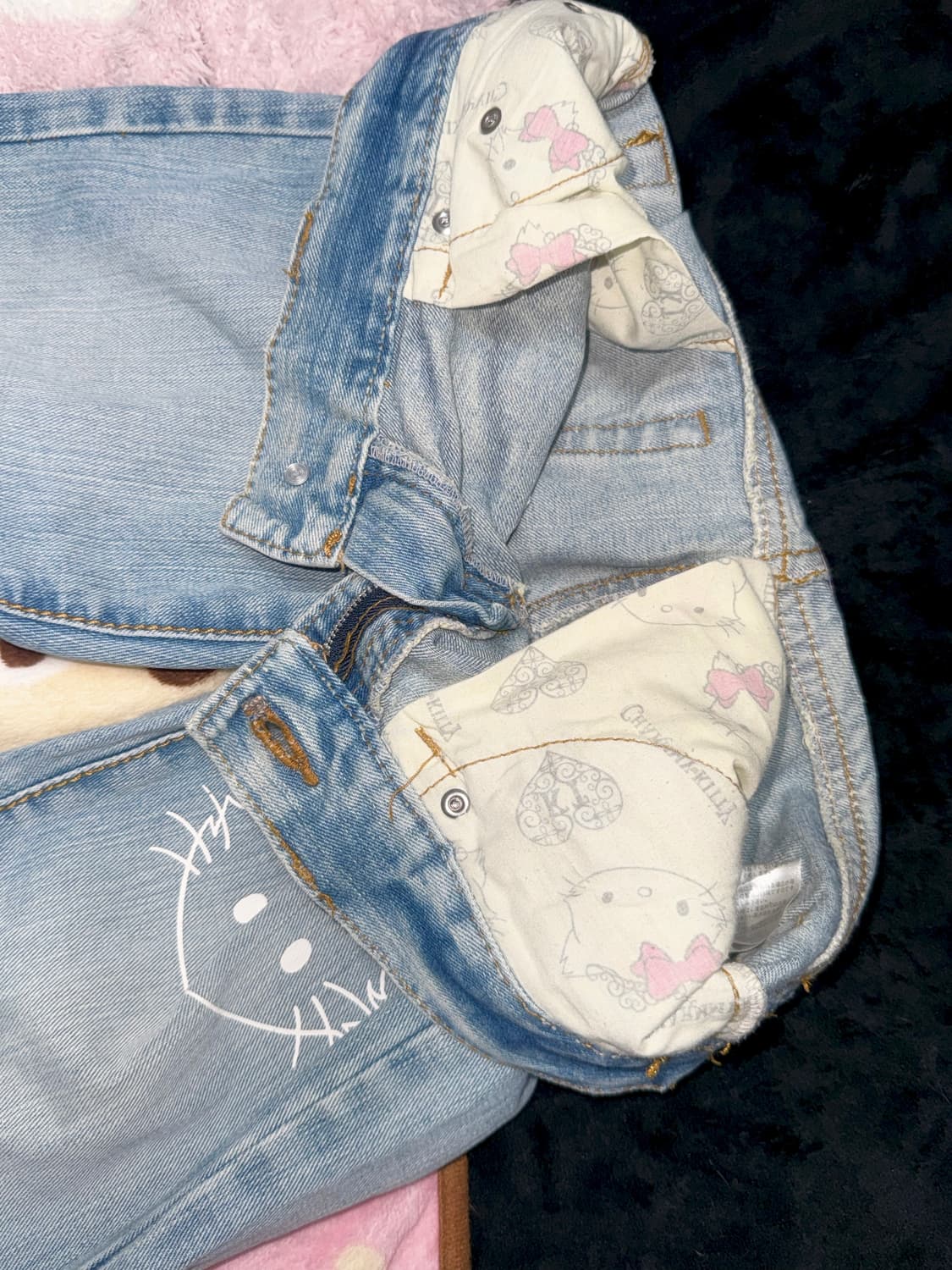 고전 챠미키티 히메갸루 대장 로우라이즈 부츠컷 데님 팬츠 갸루 와투케 상품이미지3