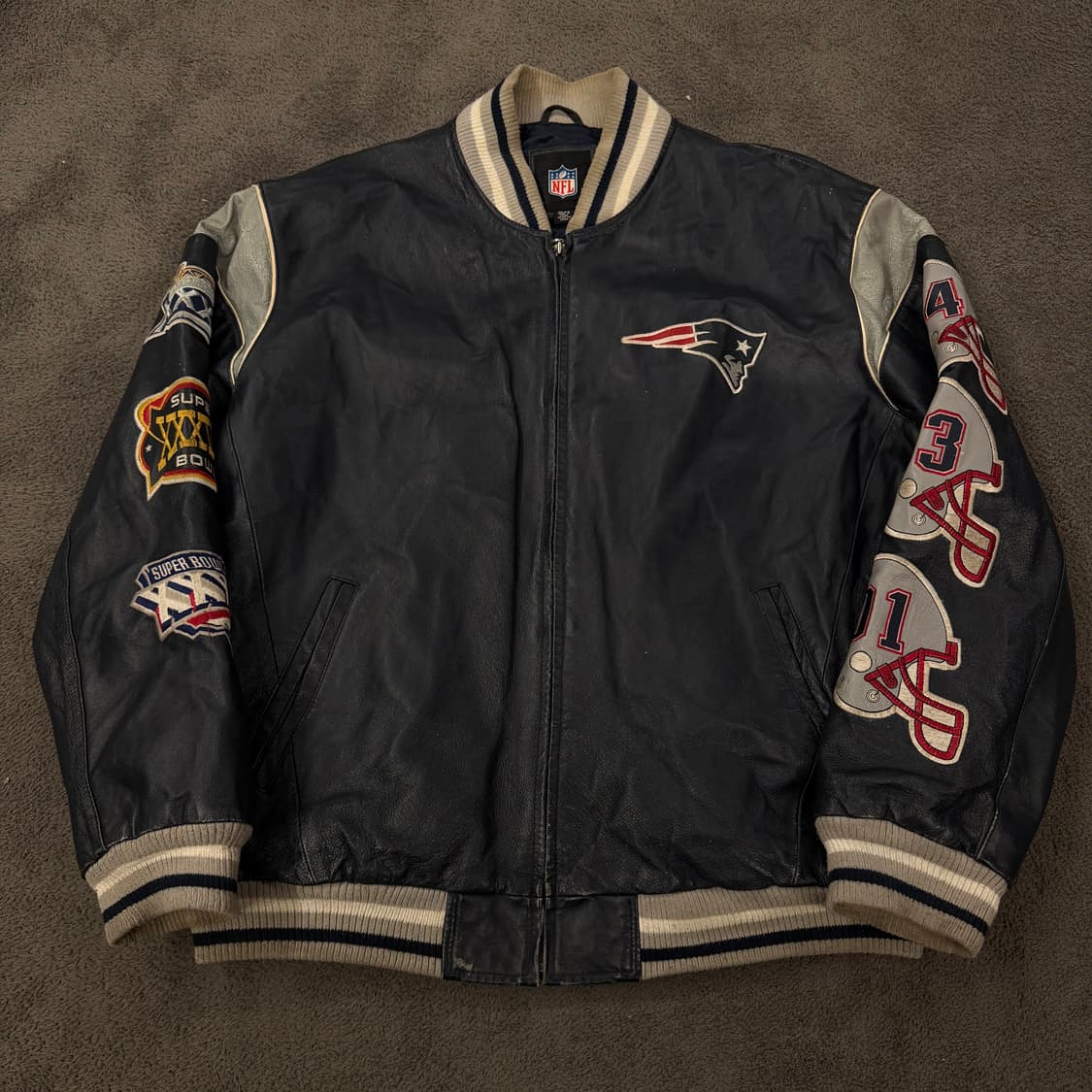 [정품/XL] NFL G-III 뉴잉글랜드 패트리어츠 레더 바시티 자켓 상품이미지2