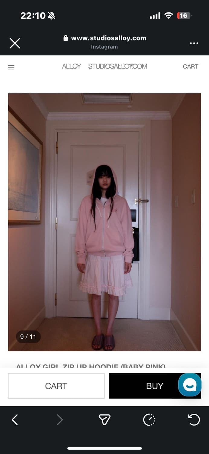 알로이 후드집업 베이비 핑크 상품이미지2