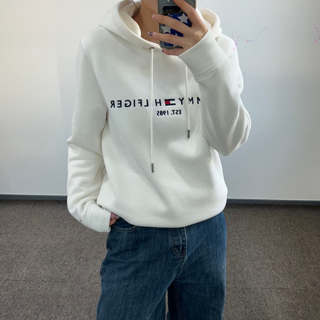 Tommy hilfiger 타미힐피거 화이트 후드티 상품이미지1