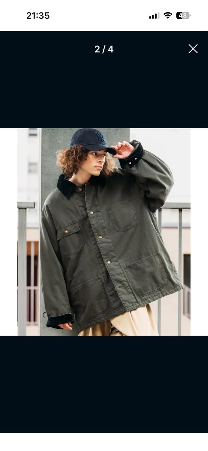 [M]프릭스스토어 오버핏 코듀로이 덕 커버올 자켓 차콜그레이 상품이미지3