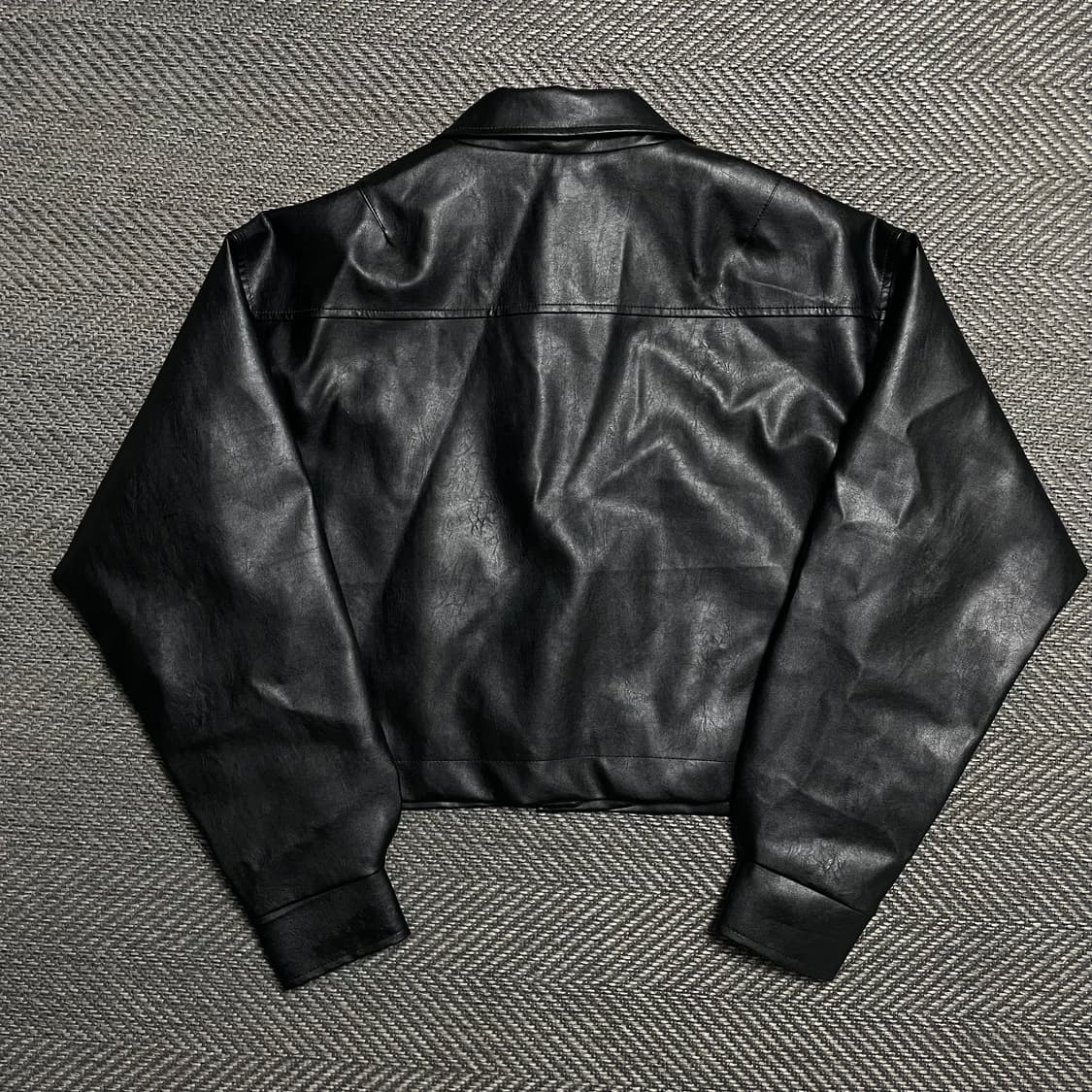 빈티지 미니멀 크롭 레더 가죽 자켓y 5233 상품이미지5