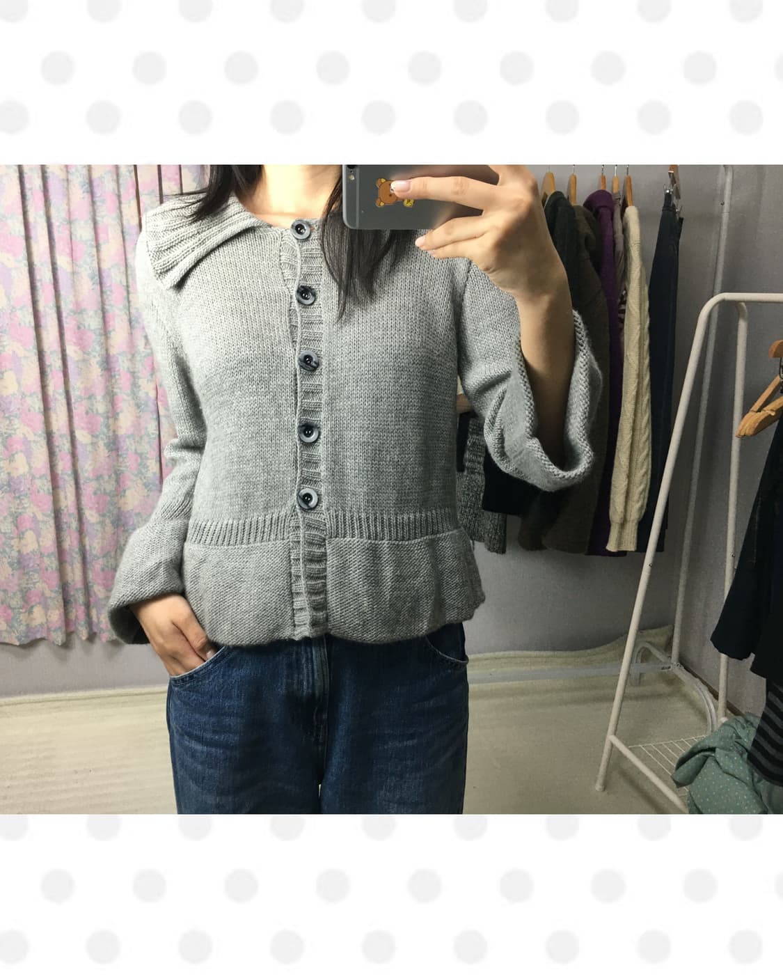 그레이 카라 니트 가디건 상품이미지2