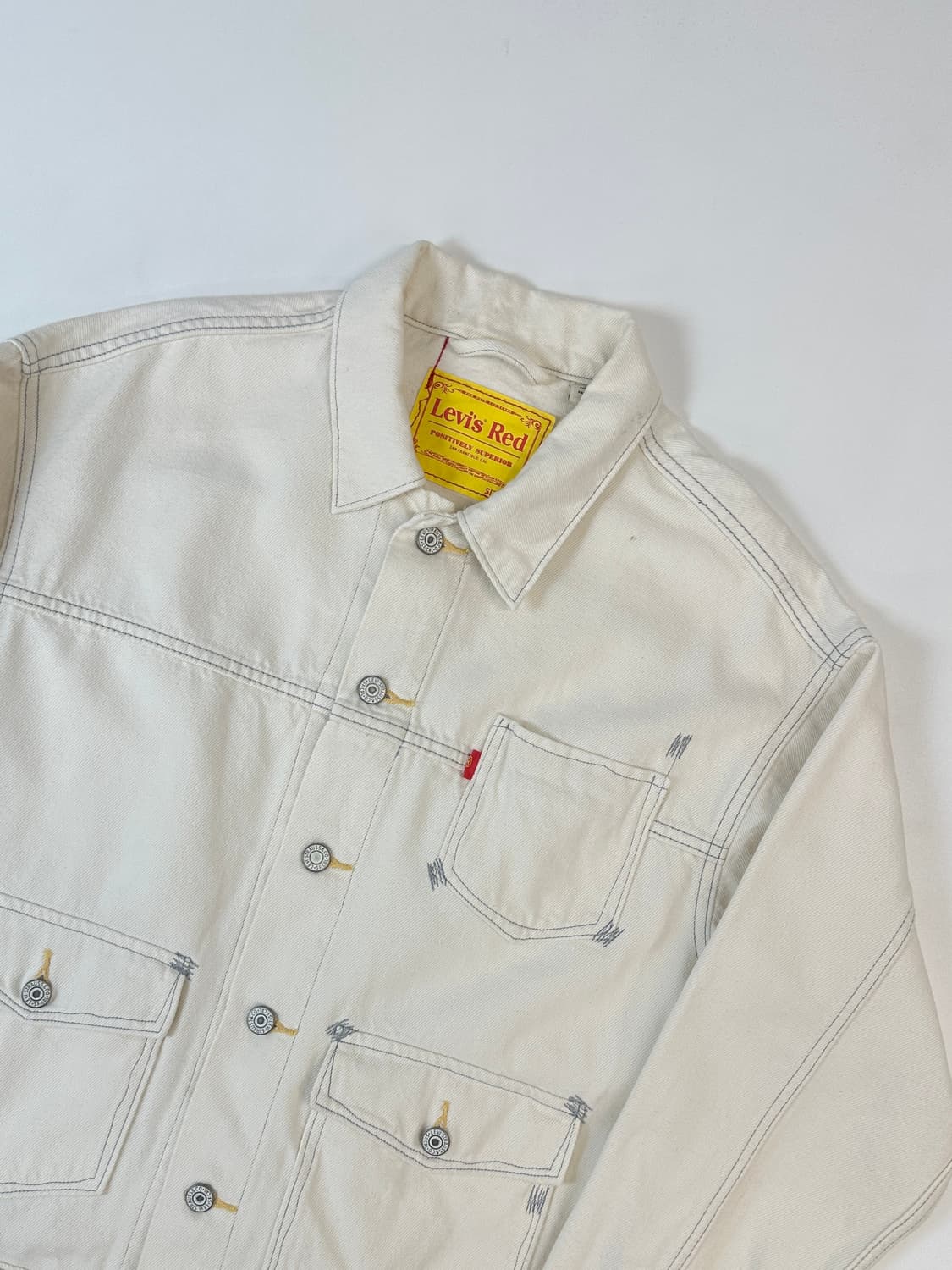 리바이스 오버핏 RED 화이트 그레이 스티치 트러커 자켓 상품이미지2