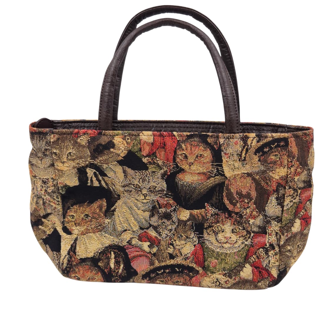 90s 야마토야 엔틱 고블랭 레더 고양이 핸드백 상품이미지2