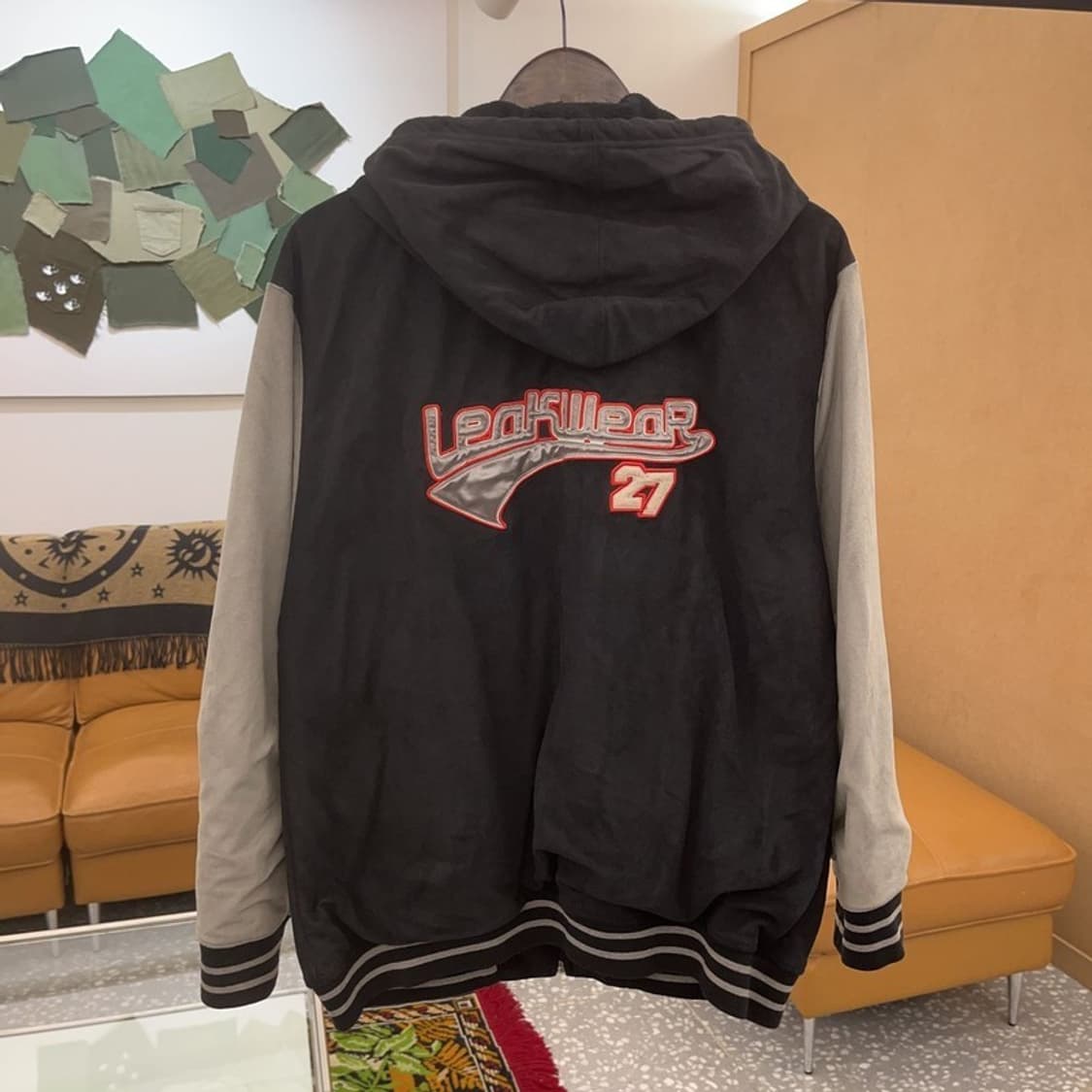 빈티지 베스킷볼 멀티패치 올드스쿨 스웨이드 후드 자켓 100 C06327 상품이미지4