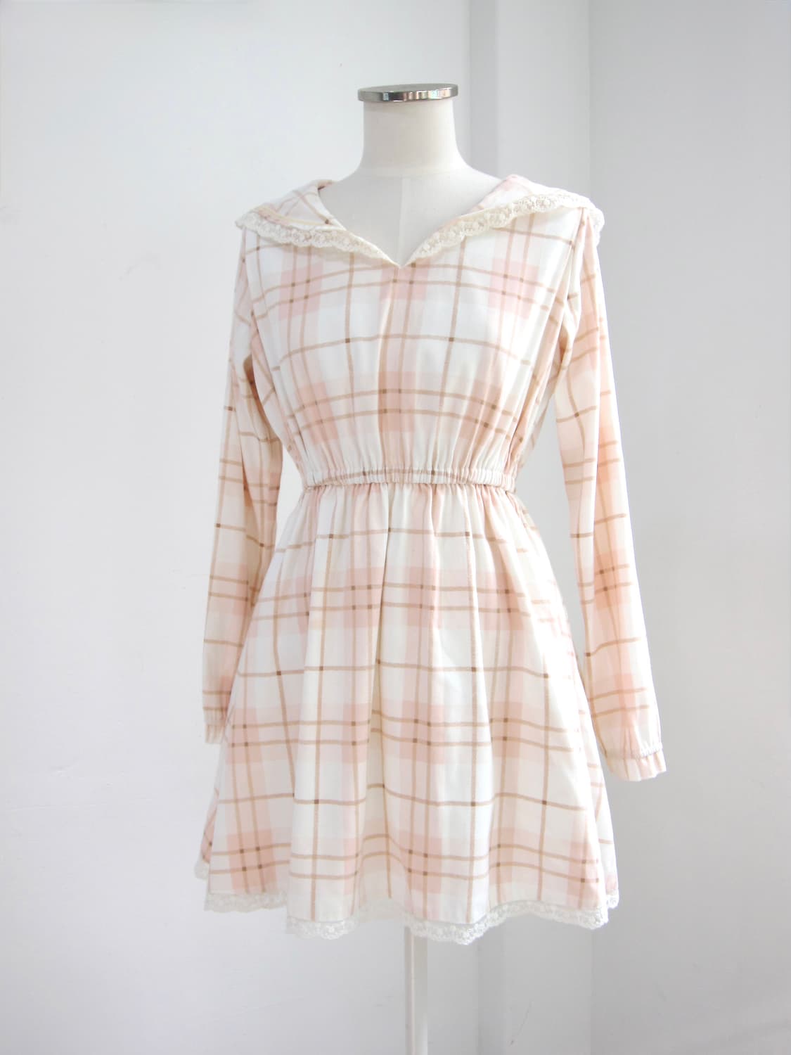 Liz lisa 리즈리사 핑크 체크 세일러 원피스 헤이세이 라떼갸루 상품이미지2