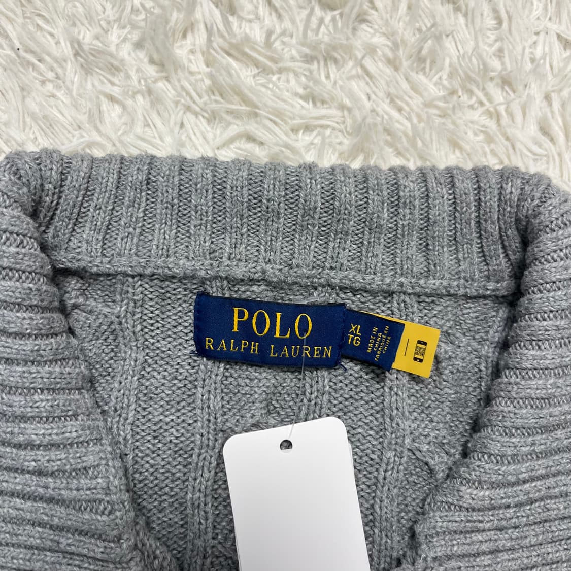 Polo grey cable half-zip knit 상품이미지6