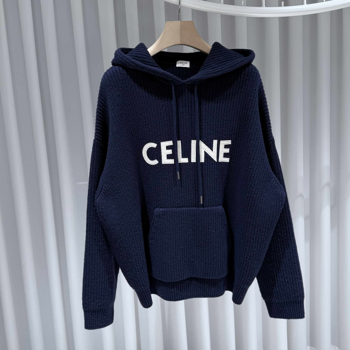XS / 셀린느 울 리브드 네이비 니트후드 상품이미지3