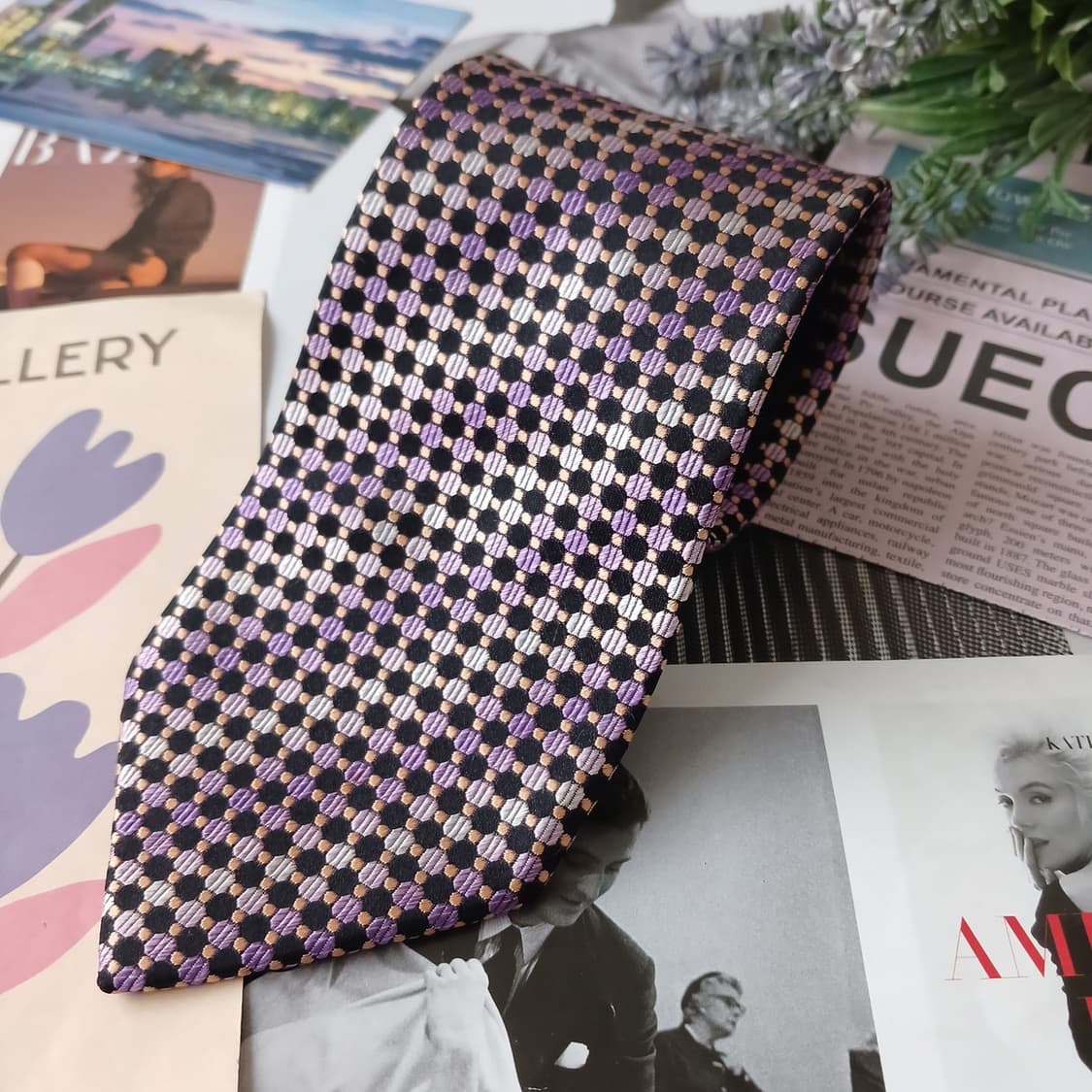 메트로시티 실크 퍼플 패턴 넥타이 8.7cm A+등급 A19264
 상품이미지4