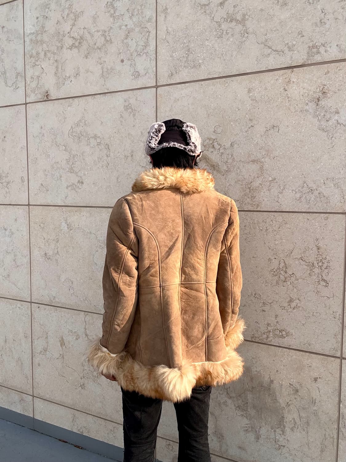 “Vintage”00’s Fur Trimming Shearling Lea 상품이미지5