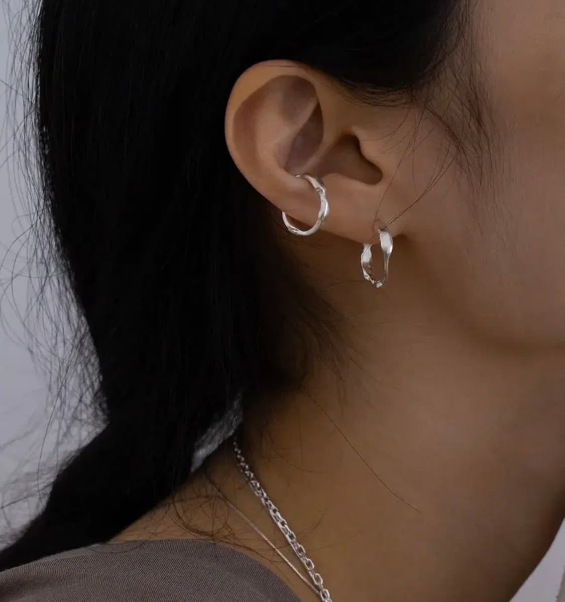 Brillpiece 브릴피스 본 이어링 실버 925 상품이미지1