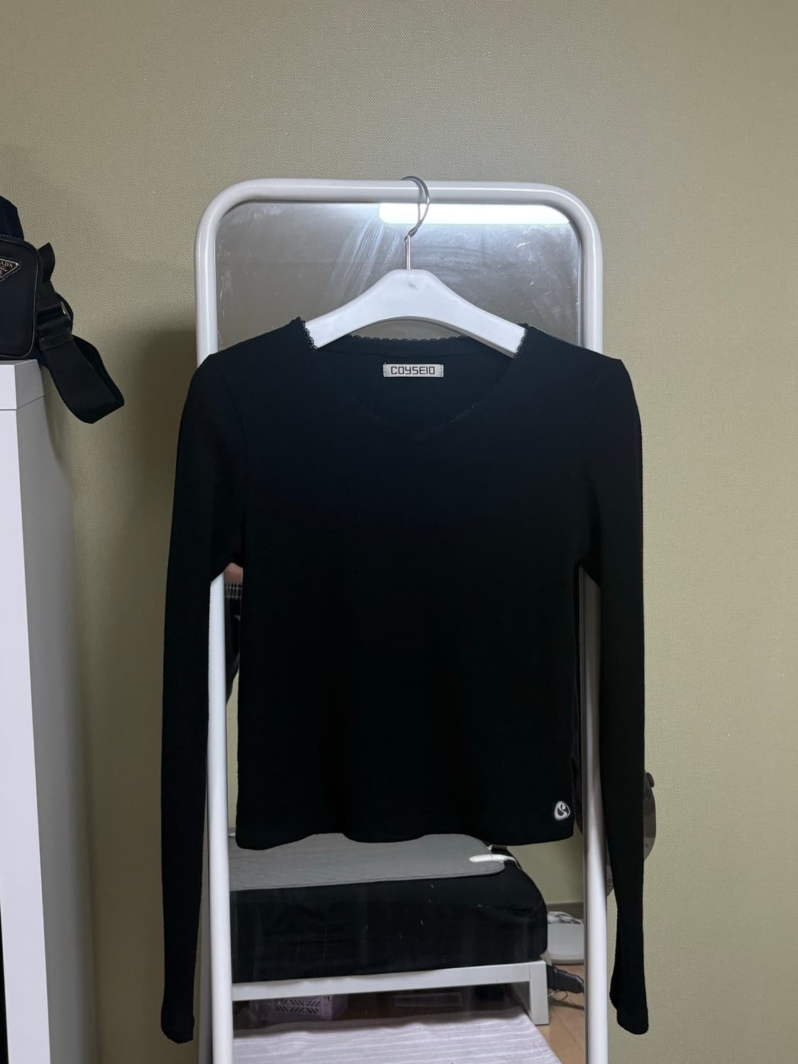 코이세이오 레이스 와플 롱슬리브 블랙 상품이미지4