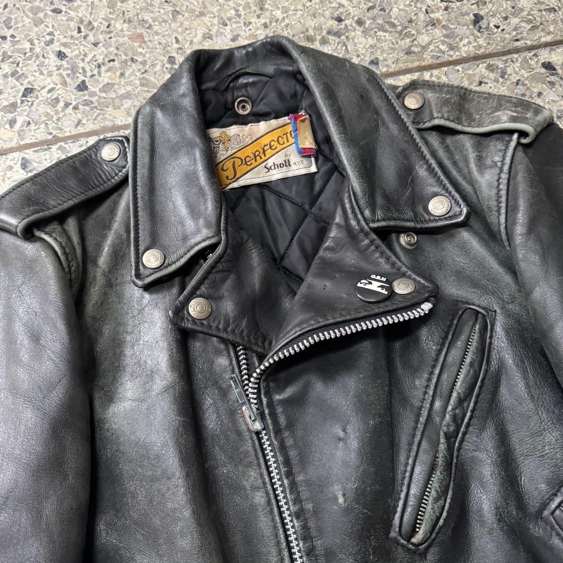 [S] 90s Schott Perfecto 가죽 라이더 자켓 상품이미지6