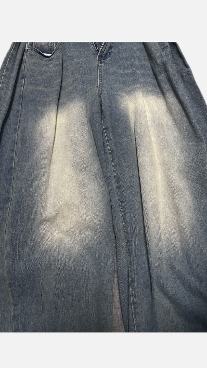 사이드 핀턱 와이드 청바지 연청 상품이미지1