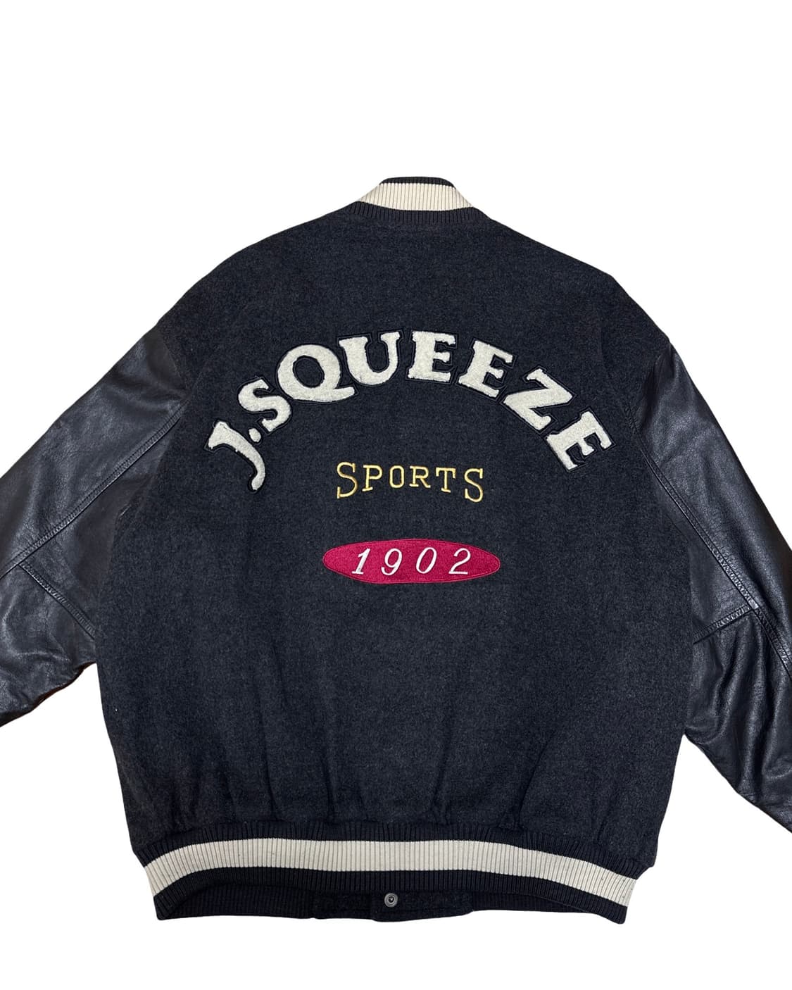 J.press 90s 블랙 레더 바시티 자켓 상품이미지5