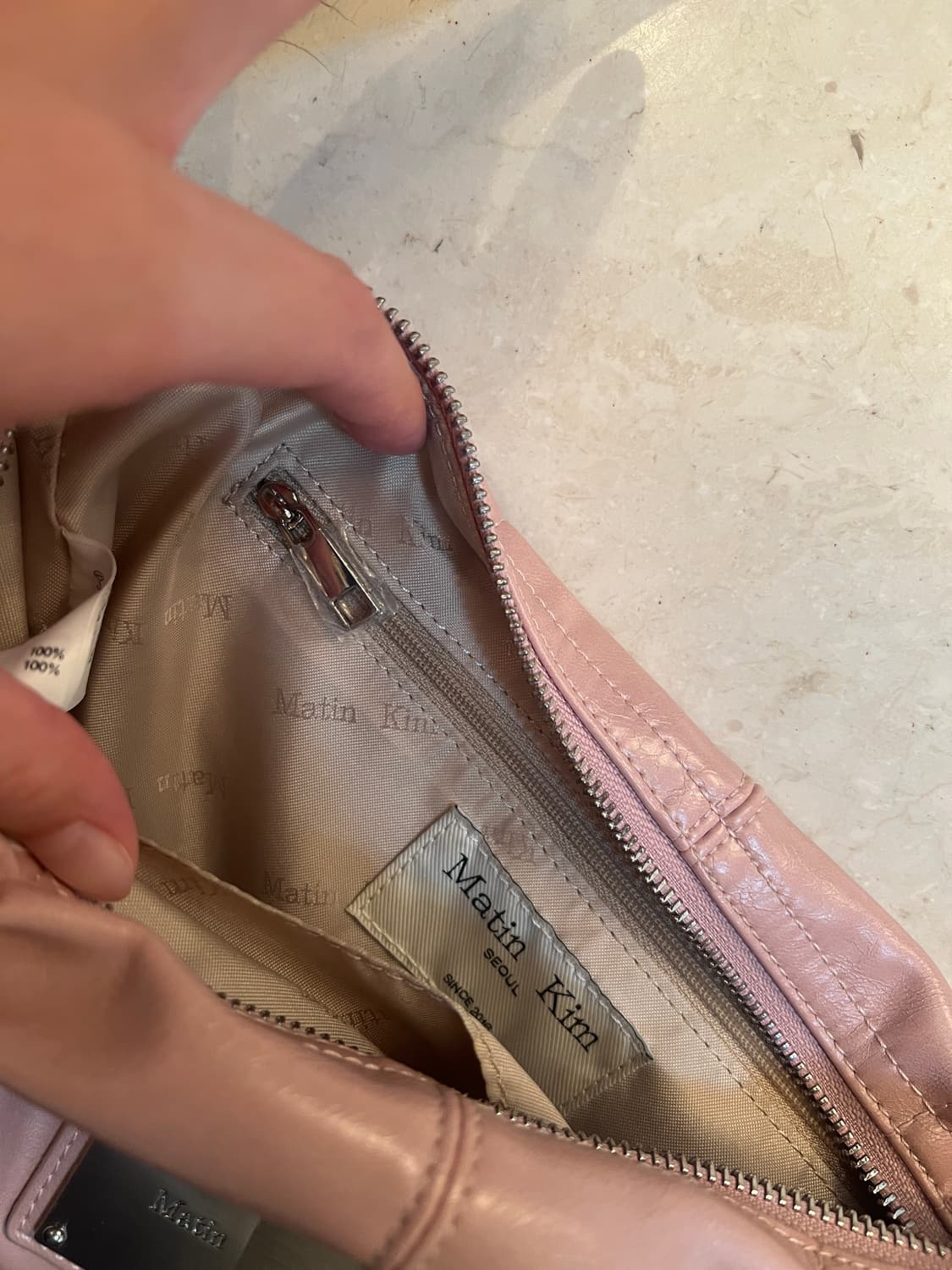 마뗑킴 하프 셔링 리본 라운드백 핑크 상품이미지4