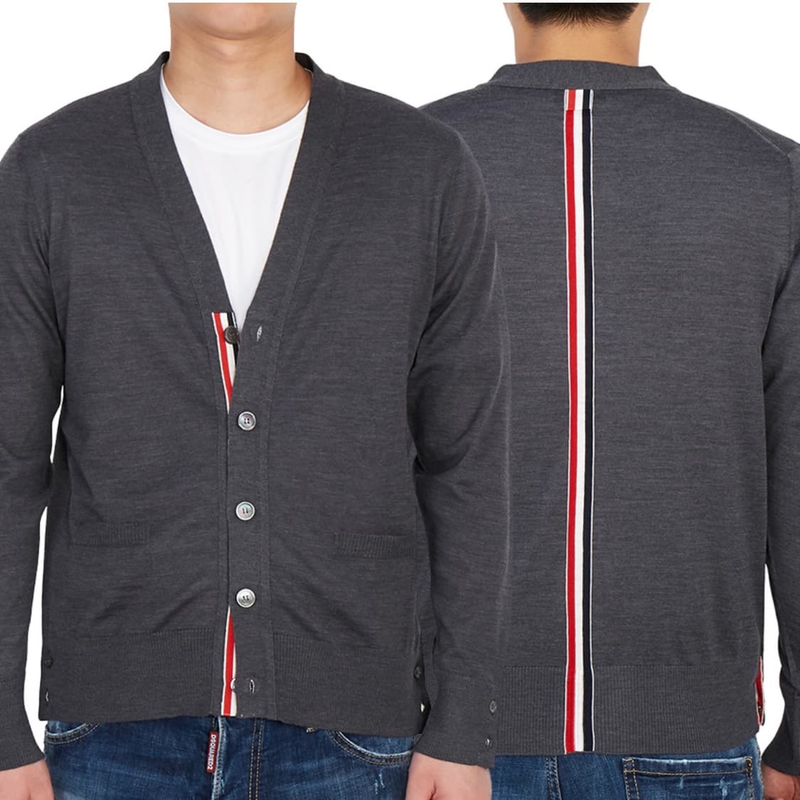 [미사용/2] 톰브라운 백삼선 울 가디건 다크 그레이 상품이미지8