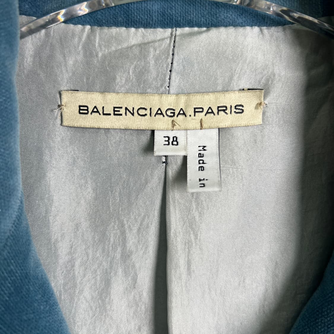 발렌시아가 빈티지 블루 벨벳 크롭 자켓 38 상품이미지3