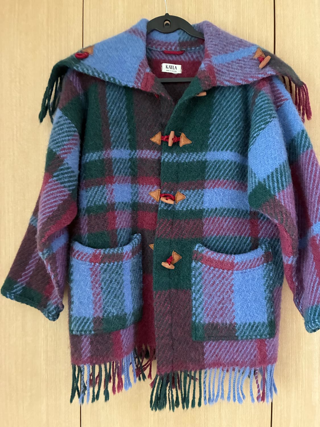 빈티지 타탄 울 shaggy 더플 코트  상품이미지1