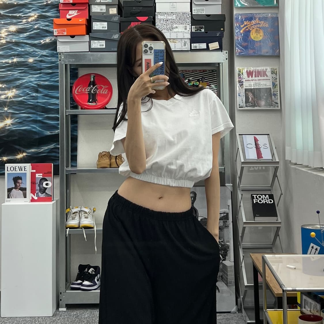 (WOMEN M)90'S 아디다스 크롭 반팔-Y296 상품이미지4
