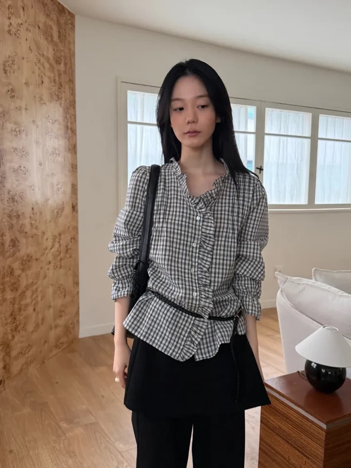 체크 프릴 블라우스(새상품) 상품이미지1